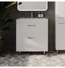 Тумба с раковиной Style Line Каре 80 напольная, Люкс Plus, белая