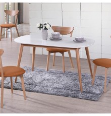 Обеденный стол TetChair Датская Max 140 см, белый, натуральный