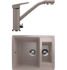 Комплект Мойка кухонная Ulgran U-106 -302 песочная + Смеситель U-010 -302 песочный