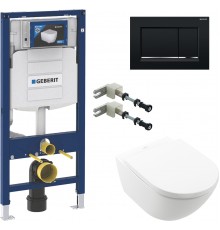 Комплект  Унитаз подвесной Villeroy   Boch Subway 3.0 4670TSR1 alpin, ceramicplus, сиденье с микролифтом + Комплект крепления для инсталляций Geberit