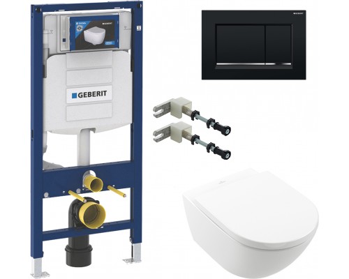 Комплект  Унитаз подвесной Villeroy   Boch Subway 3.0 4670TSR1 alpin, ceramicplus, сиденье с микролифтом + Комплект крепления для инсталляций Geberit