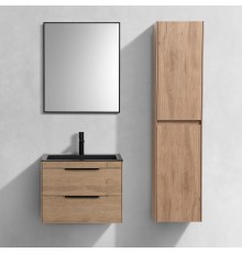 Мебель для ванной комнаты Vincea Chiara 2D 60, 2 ящика, натуральный дуб, с черной раковиной