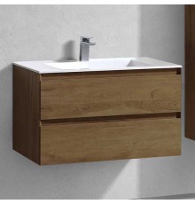 Тумба с раковиной Vincea Luka 80 2 ящика, дуб табак