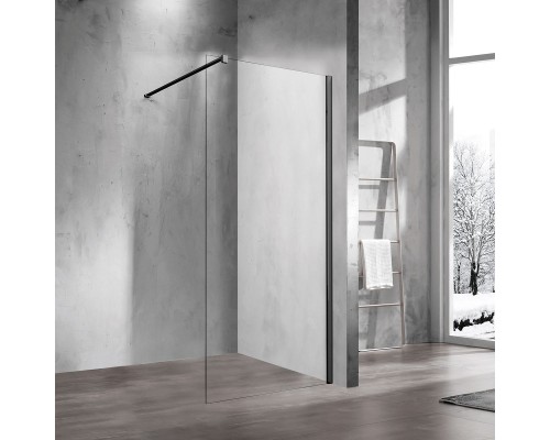 Душевая перегородка Vincea Walk-in VSW-1H100CLB 100 см, профиль матовый чёрный, стекло прозрачное