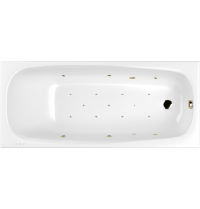Акриловая ванна WHITECROSS Layla RELAX 170x75 см, с гидромассажем, с каркасом, со сливом-переливом, фурнитура бронза