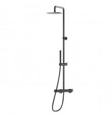 Newform Shower Душевая стойка с термостатическим смесителем, переключателем, верхним и ручным душем, цвет: PVD brushed gun metal. 61165.59.064