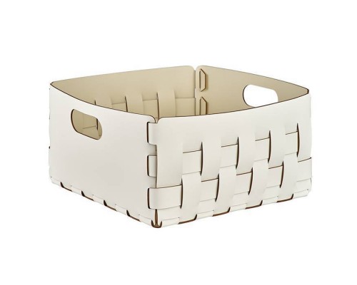 ADJ Корзинка Bottega 35x35x20см., натуральная кожа, цвет: белый/панна котта. 1045.10/16 ADJ Корзинка Bottega 35x35x20см., натуральная кожа, цвет: белый/панна котта. 1045.10/16