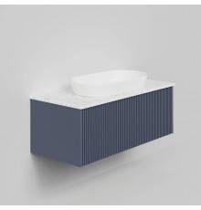 Тумба с раковиной La Fenice Terra 100 подвесная, blu grigio, столешница белый мрамор, раковина белая матовая