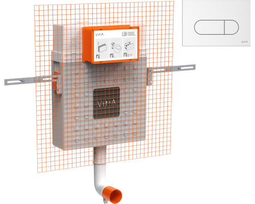 Смывной бачок скрытого монтажа VitrA V12 762-1740-01 + Кнопка смыва VitrA Root Square 740-2200 белая глянцевая