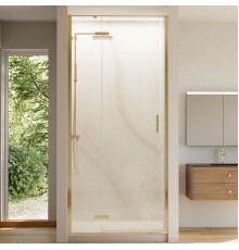 Душевая дверь в нишу Veconi Vianno VN-73G 80 см, профиль брашированное золото, стекло прозрачное
