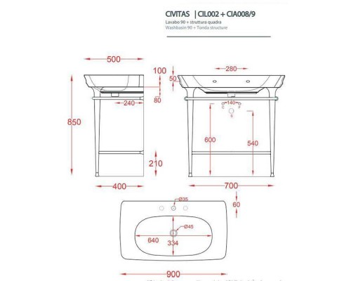 Artceram Civitas Металическая структура Quadra 70х40хh80,5см, полка стекло, напольная, цвет: розовое золото. CIA009 77 rosa oro