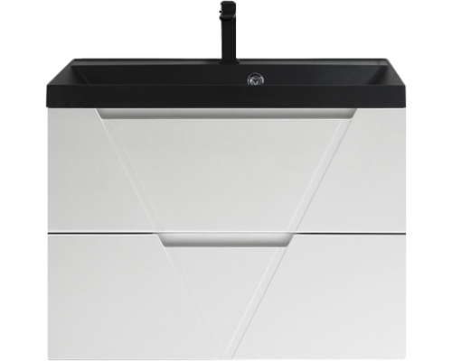 Тумба с раковиной BelBagno Vittoria 80 подвесная, bianco lucido, черная матовая раковина