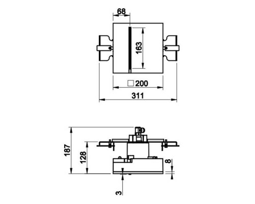 Gessi Binario Модуль 200х200 мм, водопад, установка Shift-Fix, цвет: Mirror Steel    . 61104#238