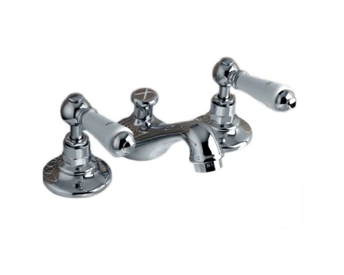 DevonDevon Dandy Смеситель для биде на 3 отв., с донным клапаном, c ручками белыми, цвет: хром. MARF45CR