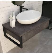 Тумба с раковиной 1MarKa Grunge Loft 90 бетон темно-серый