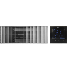 Конвектор отопления KVZ Slim KVZ-Vent-180-70-1600-2V-UA/RRA-180-1600-A с решеткой, термостат черный