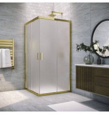 Душевой уголок Vegas Glass ZA Tur Novo h1900 80 09 10 профиль золото, стекло сатин