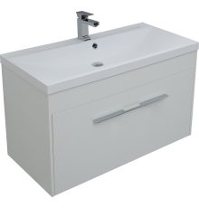 Тумба с раковиной Aquanet Августа 90 белая, ручка хром