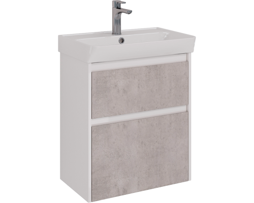Тумба под раковину Lemark Combi 60 бетон, белая глянцевая