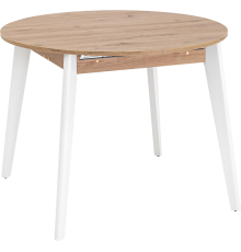 Обеденный стол Stool Group Rondo 100x100 см, раскладной, дуб, ножки белые
