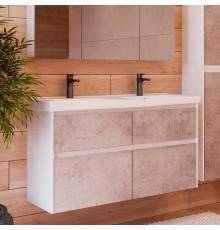 Тумба под раковину Lemark Combi 120 бетон, белая глянцевая