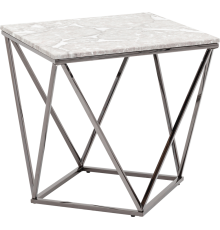 Журнальный столик Stool Group Авалон 61x61 см, серый мрамор, темный хром