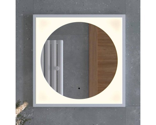 Зеркало Defesto Eclipse DF 2236R 60х60 белая рама, с LED-подсветкой, 3000К, инфракрасный выключатель