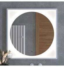 Зеркало Defesto Eclipse DF 2228R 80х80 белая рама, с LED-подсветкой, 4500К, инфракрасный выключатель