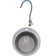 Комплект Мойка кухонная GranAlliance Ga-11 GA-11-309 темно-серая + Смеситель Olive'S Balear 13435-3BLG серый с гибким изливом