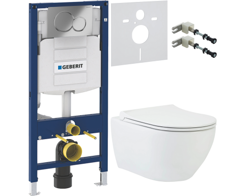 Комплект Унитаз подвесной beWash Bogen 88303201 с сиденьем микролифт белый + Крепления Geberit Duofix 111.815.00.1 к стене + Шумоизоляция 156.050.00.1 + Инсталляция UP 320 111.300.00.5 + Кнопка Sigma 01 115.770.21.5 хром
