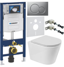 Комплект Унитаз подвесной BelBagno Flay-r + Крышка BB870SC с микролифтом + Инсталляция Geberit Duofix UP 320 111.300.00.5 + Кнопка Sigma 01 115.770.JQ.5 лакированная, матовый хром + Крепления 111.815.00.1 к стене + Шумоизоляция