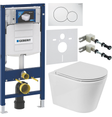 Комплект Унитаз подвесной BelBagno Flay-r + Крышка BB870SC с микролифтом + Инсталляция Geberit Duofix UP 320 111.300.00.5 + Кнопка Sigma 01 115.770.11.5 белая + Крепления 111.815.00.1 к стене + Шумоизоляция