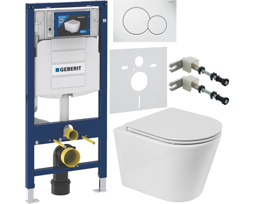 Комплект Унитаз подвесной BelBagno Flay-r + Крышка BB870SC с микролифтом + Инсталляция Geberit Duofix UP 320 111.300.00.5 + Кнопка Sigma 01 115.770.11.5 белая + Крепления 111.815.00.1 к стене + Шумоизоляция