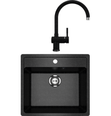 Комплект Мойка кухонная Ulgran U-104 -308 черная + Смеситель U-021 черный