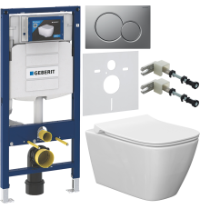 Комплект Унитаз подвесной Ideal Standard I Life B T461401 безободковый, euro white + Крышка T500301 с микролифтом + Инсталляция Geberit Duofix UP 320 111.300.00.5 + Кнопка Sigma 01 115.770.JQ.5 лакированная, матовый хром + Крепления 111.815.00.1 к стене +