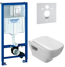Комплект Унитаз подвесной Jacob Delafon Struktura EDE102 + Крышка E70024-WTE с микролифтом + Инсталляция Grohe Rapid SL 38772001 3 в 1 с кнопкой смыва + Шумоизоляция 37131000
