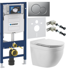 Комплект Унитаз подвесной BelBagno Senso -R BB017CHR + Крышка BB870SC с микролифтом + Инсталляция Geberit Duofix UP 320 111.300.00.5 + Кнопка Sigma 01 115.770.JQ.5 лакированная, матовый хром + Крепления 111.815.00.1 к стене + Шумоизоляция 156.050.00.1