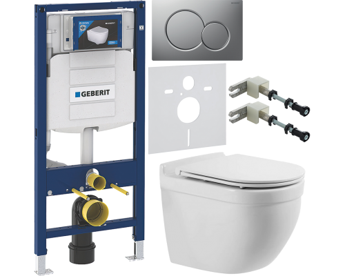 Комплект Унитаз подвесной BelBagno Senso -R BB017CHR + Крышка BB870SC с микролифтом + Инсталляция Geberit Duofix UP 320 111.300.00.5 + Кнопка Sigma 01 115.770.JQ.5 лакированная, матовый хром + Крепления 111.815.00.1 к стене + Шумоизоляция 156.050.00.1