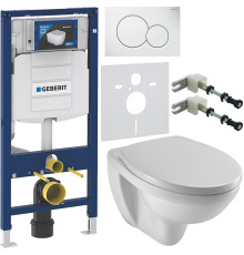 Комплект Унитаз подвесной Jacob Delafon Patio E4187 + Крышка E4267 + Инсталляция Geberit Duofix UP 320 111.300.00.5 + Кнопка Sigma 01 115.770.11.5 белая + Крепления 111.815.00.1 к стене + Шумоизоляция