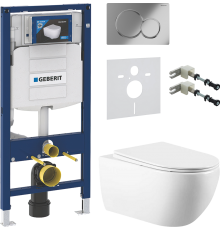 Комплект Унитаз подвесной Vincea Evo VT1-34 + Крепления Geberit Duofix 111.815.00.1 к стене + Шумоизоляция 156.050.00.1 + Инсталляция UP 320 111.300.00.5 + Кнопка Sigma 01 115.770.21.5 хром