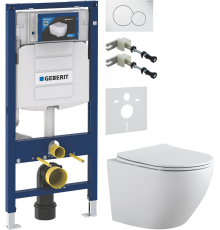 Комплект Унитаз подвесной Aquanet Cetus 2.0 W rimless + Крепления Geberit Duofix 111.815.00.1 к стене + Шумоизоляция 156.050.00.1 + Инсталляция UP 320 111.300.00.5 + Кнопка Sigma 01 115.770.11.5 белая