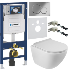 Комплект Унитаз подвесной BelBagno Amanda BB051CHR безободковый + Крышка BB901SC с микролифтом + Инсталляция Geberit Duofix UP 320 111.300.00.5 + Кнопка Sigma 01 115.770.21.5 хром + Крепления 111.815.00.1 к стене + Шумоизоляция 156.050.00.1