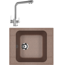 Комплект Мойка кухонная Ulgran U-604 -307 терракот + Смеситель MEGA Life MG-TK06 хром