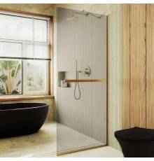 Душевая перегородка Maybahglass MGD-721-3у 69 см, профиль золото, стекло бронза