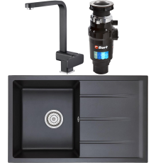 Комплект Мойка кухонная Emar Quartz EMQ-1800.Q Оникс + Смеситель 3014.12 Оникс + Измельчитель Bort Master Eco 91275752