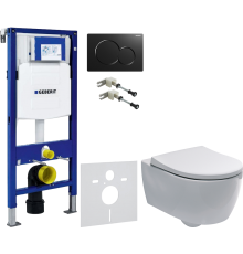 Комплект Унитаз подвесной Geberit iCon 204060000 + Крышка Slim 500.670.01.1 + Крепления Duofix 111.815.00.1 к стене + Шумоизоляция 156.050.00.1 + Инсталляция UP 320 111.300.00.5 + Кнопка Sigma 01 115.770.DW.5 черная