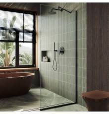 Душевая перегородка Maybahglass MGD-695-6у 79 см, профиль черный, стекло прозрачное