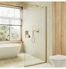 Душевая перегородка Maybahglass MGD-695-3у 79 см, профиль золото, стекло прозрачное