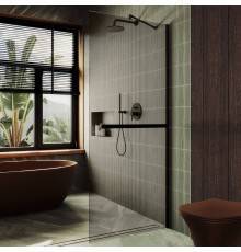 Душевая перегородка Maybahglass MGD-727-6ш 79 см, профиль черный, стекло бронза