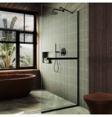Душевая перегородка Maybahglass MGD-732-6у 89 см, профиль черный, стекло прозрачное